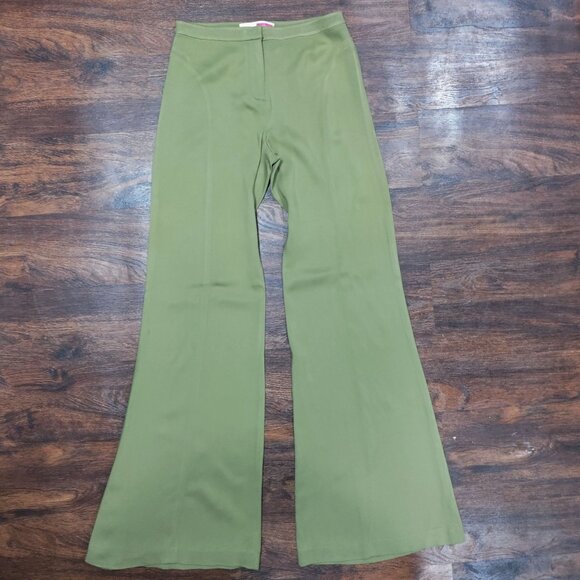 Vintage Tracy Reese Midrise Flat Front Flare Leg Y2K Trouser Pants Light Green - Picture 2 of 15